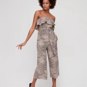 Aritzia Babaton Altamiro Flutter Sleeveless Jumpsuit- Snakeskin- Size 4